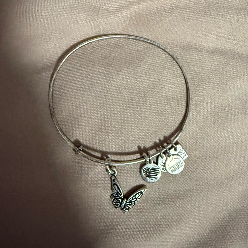 Alex and Ani Silver Adjustable Butterfly Charm Bracelet